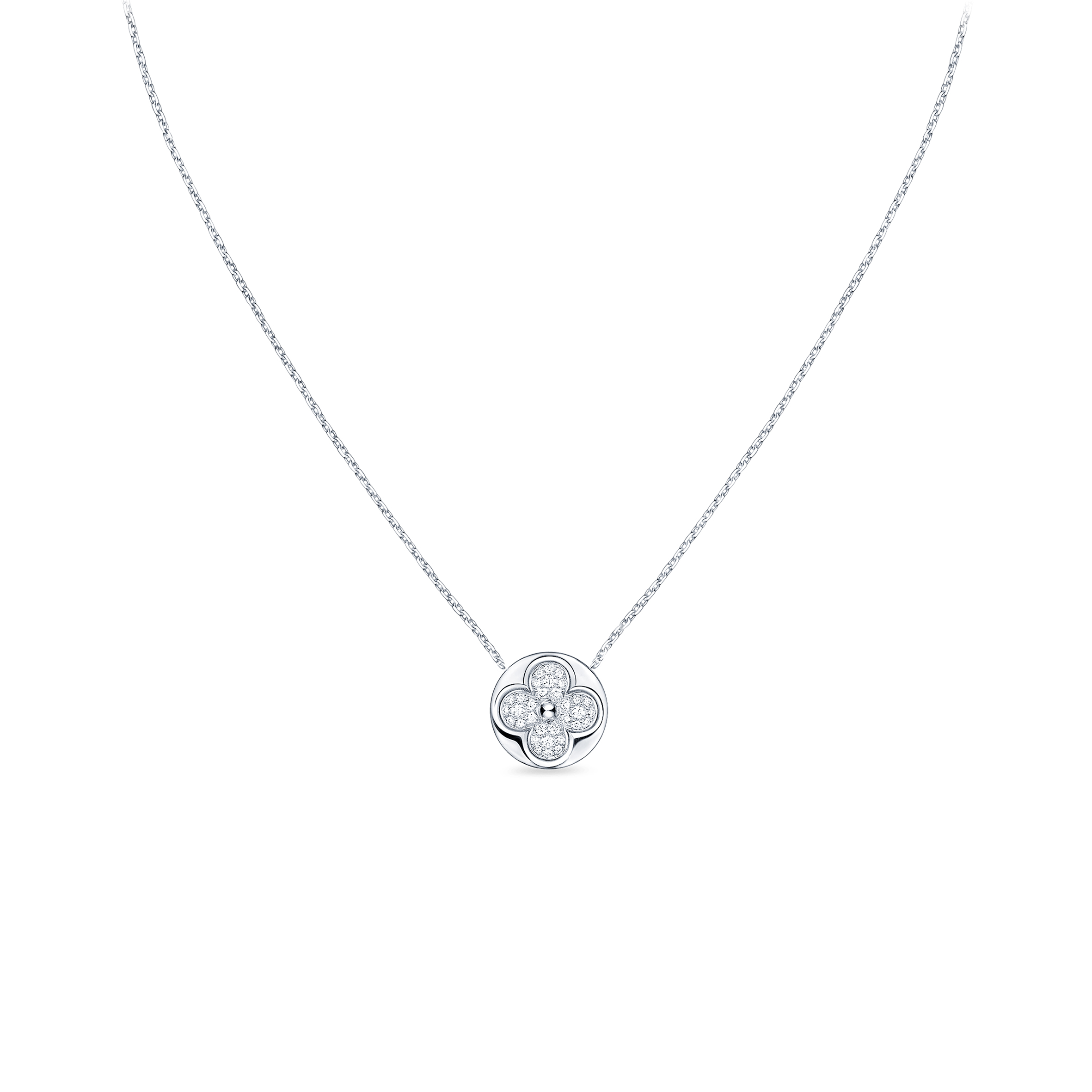 l**is V*t*n diamond blossom sun pendant, white gold and diamonds q93630